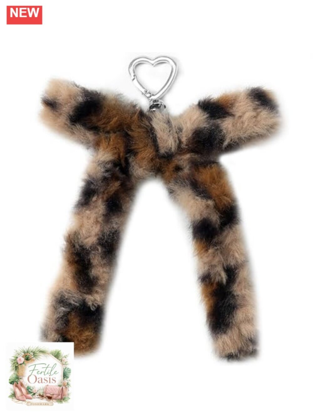 Plush Bow Bag Charm Keyring Purse Accessory PU Leather